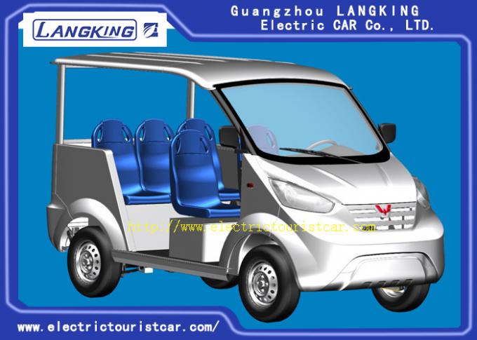 Battery Powered Blue Electric Tourist Vehicles 8 Seats With Stylish Exterior