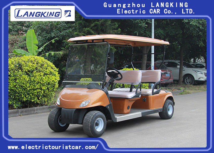 Golden Color Electric Four Passenger Golf Cart With 48V Battery For Sightseeing CE Approved