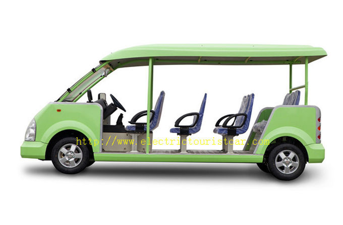 Capacious 11 Seats Green Electric Shuttle Car Resort Vehicles High Performance