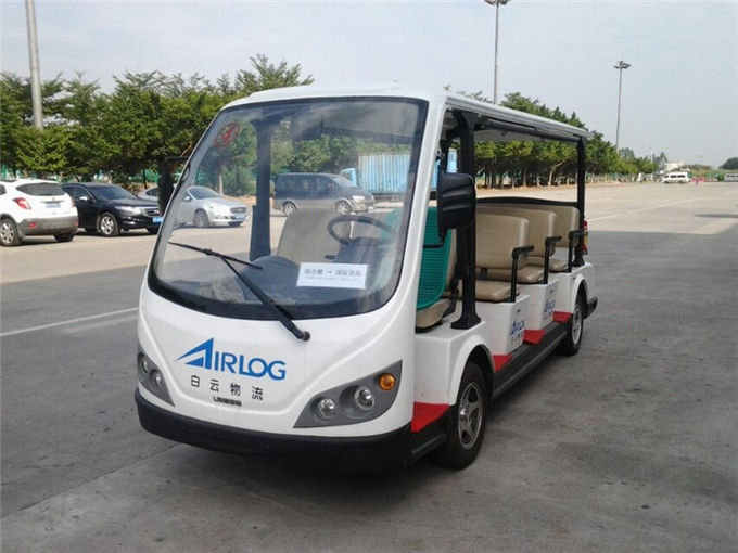 White Tourist Electric Sightseeing Car With 14 Seats Battery Operated 72V 5.5KW