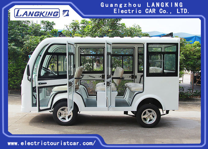 5KW Enclosed Passenger Cabin Electric Tourist Buggy 8 Seats White Color