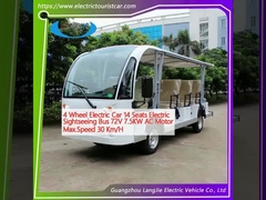 4 Wheel Electric Car 14 Seats Electric Sightseeing Bus 72V 7.5KW AC Motor Max.Speed 30 Km/H