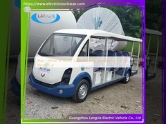Blue / White  14 SEATS 1.25L Gasoline Sightseeing Car For Resort Car