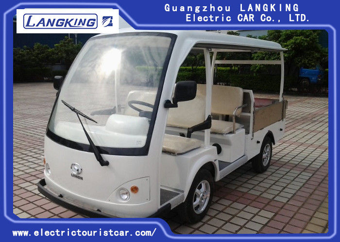 White Color 4 Passenger Electric Golf Carts / Electric Cargo Vehicle