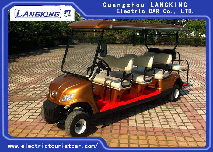 Golden Colour  Electric Golf Carts 8 Seater With Curtis Controller For Hotel Reasort