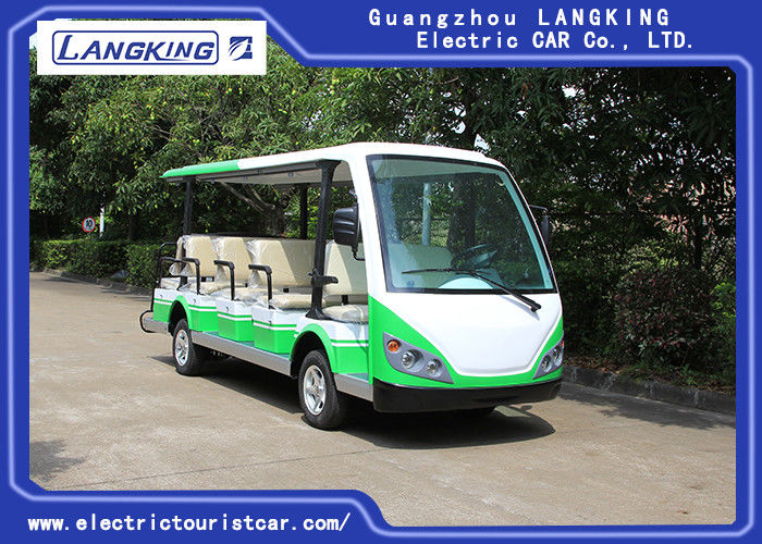 Green / White Electric Shuttle Car / 7.5KM Motor 72V 14 Seater Electric Golf Carts For Park