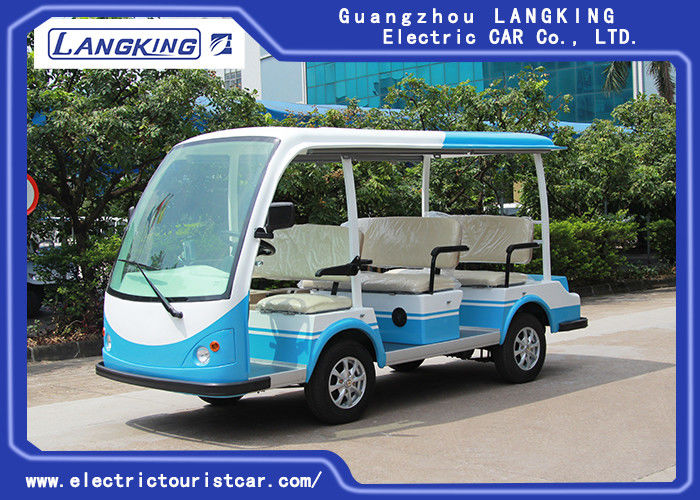 CE Approved Open Top Electric Shuttle Vehicles / 48V DC System 8 Passenger 4 Wheel Electric Mini Bus