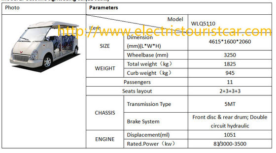 Capacious 11 Seats Green Electric Shuttle Car Resort Vehicles High Performance