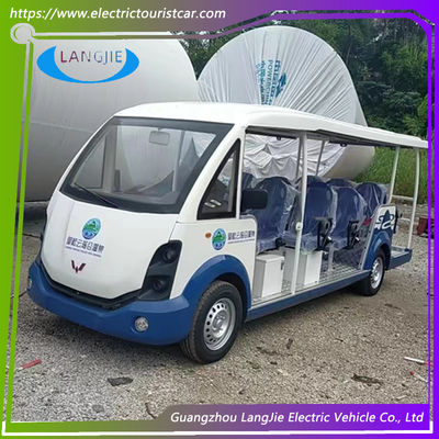 Blue / White  14 SEATS 1.25L Gasoline Sightseeing Car For Resort Car