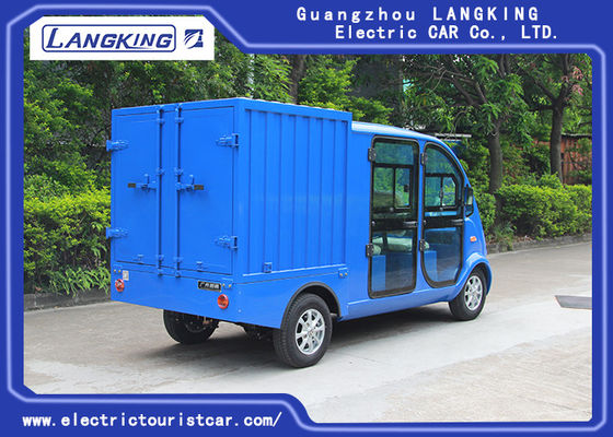 Blue Color Electric Patrol Car 4kW DC Motor Driven Battery Powered Carry Van With Enclosed Cargo Box