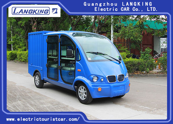 Blue Color Electric Patrol Car 4kW DC Motor Driven Battery Powered Carry Van With Enclosed Cargo Box