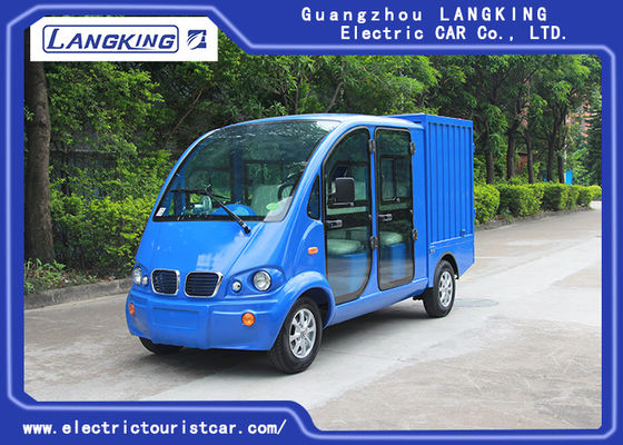 Blue Color Electric Patrol Car 4kW DC Motor Driven Battery Powered Carry Van With Enclosed Cargo Box